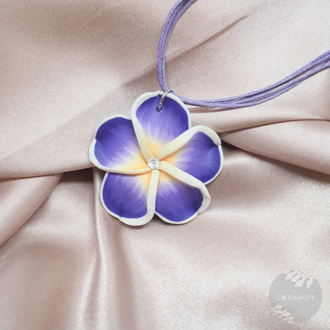 Flirty Plumeria Purple Pendant Hawaiian Necklace - Made in Hawaii