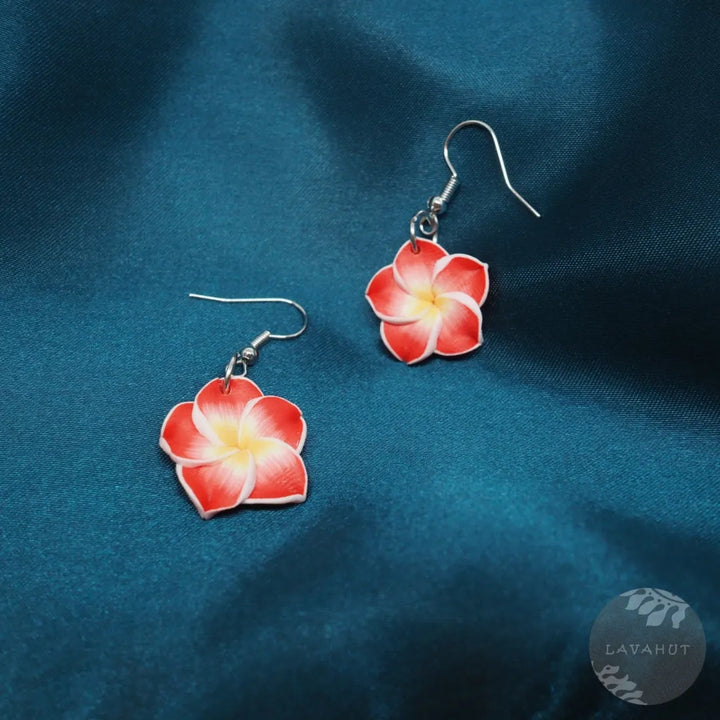 Flirty Plumeria Red Drop Earrings - Made in Hawaii