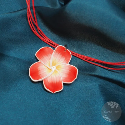 Flirty Plumeria Red Pendant Hawaiian Necklace - Made In Hawaii