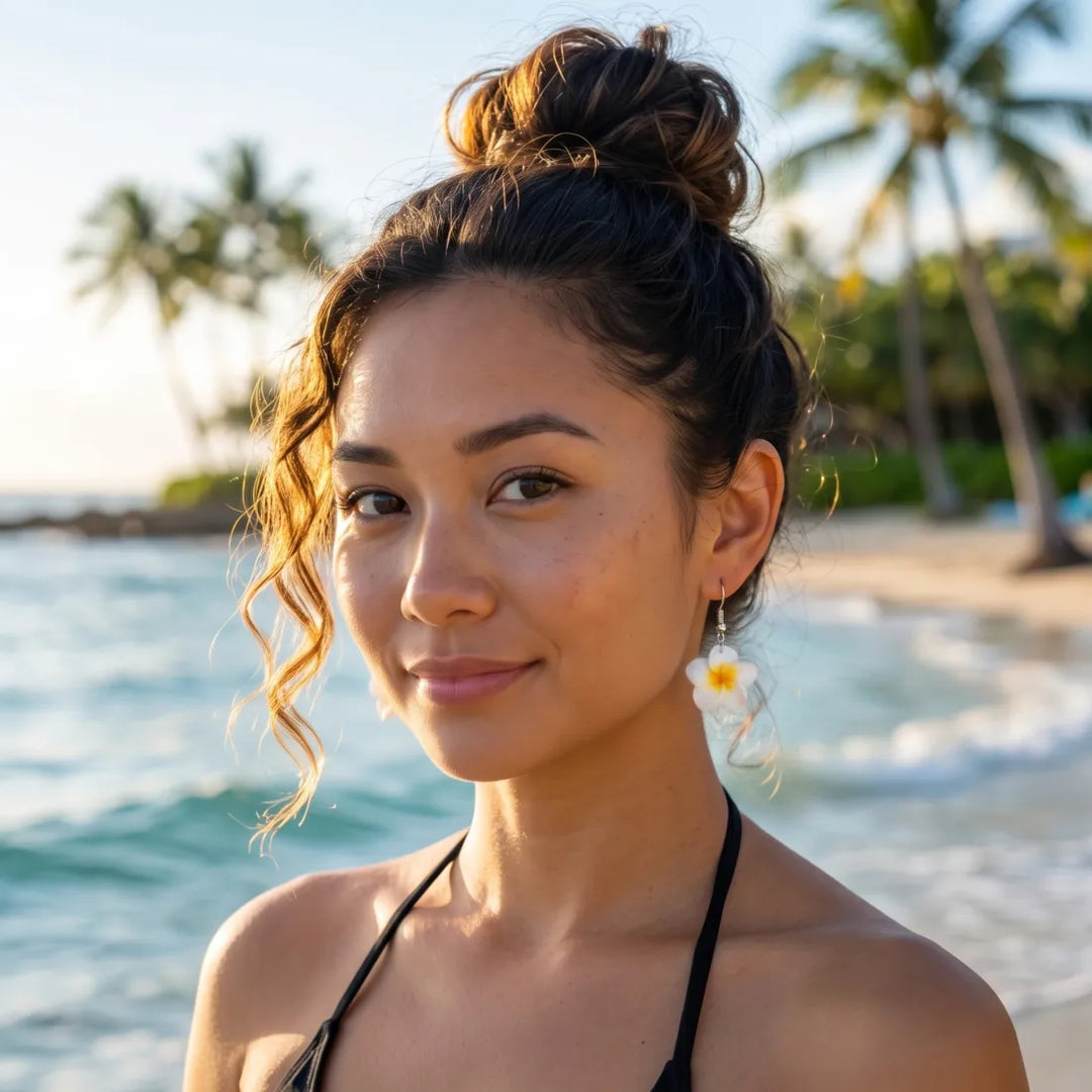 Flirty Plumeria White Drop Earrings - Made in Hawaii