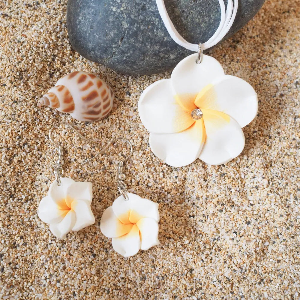 Flirty Plumeria White Drop Earrings - Made in Hawaii