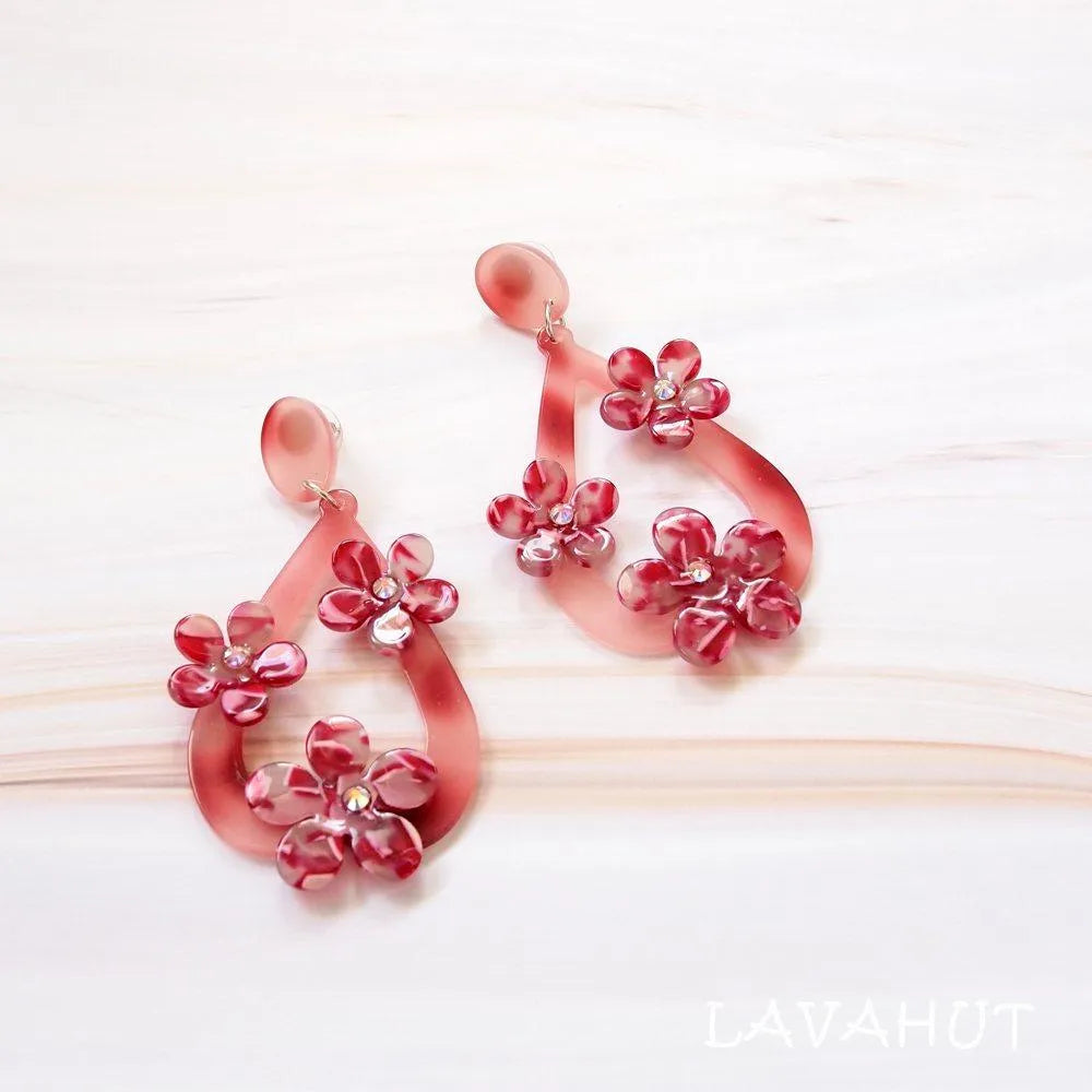 Floral Drop Pink Island Earrings - Made In Hawaii