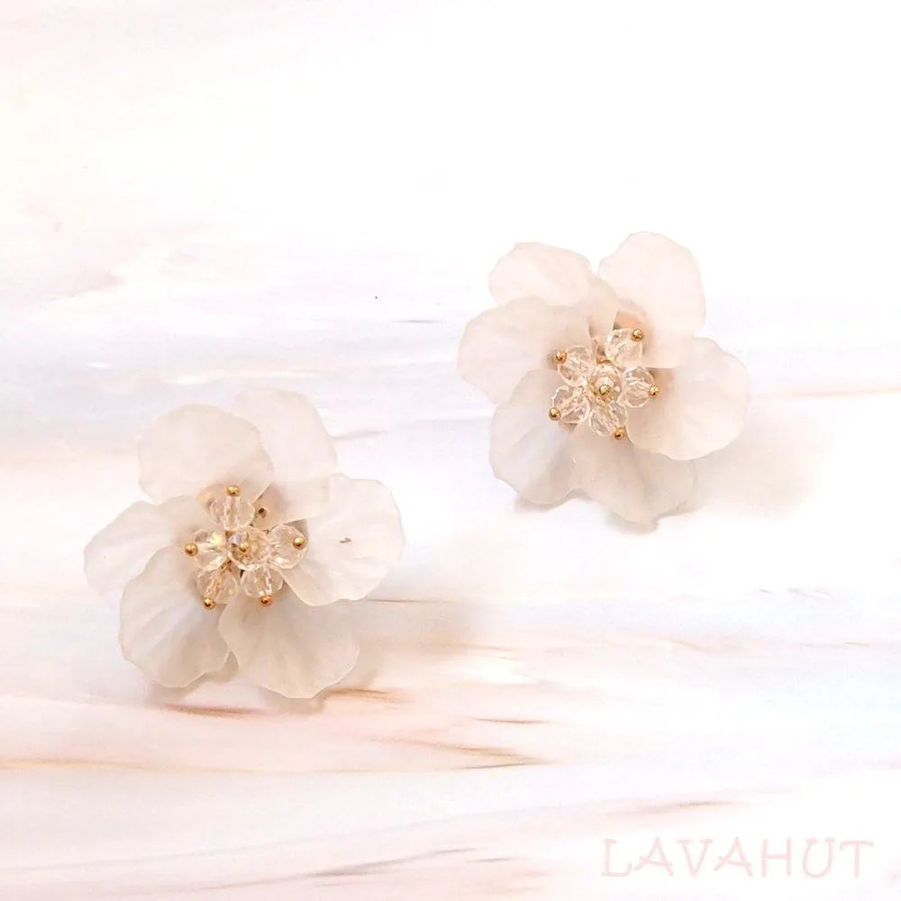 Floral Statement Button Stud Earrings - Made In Hawaii