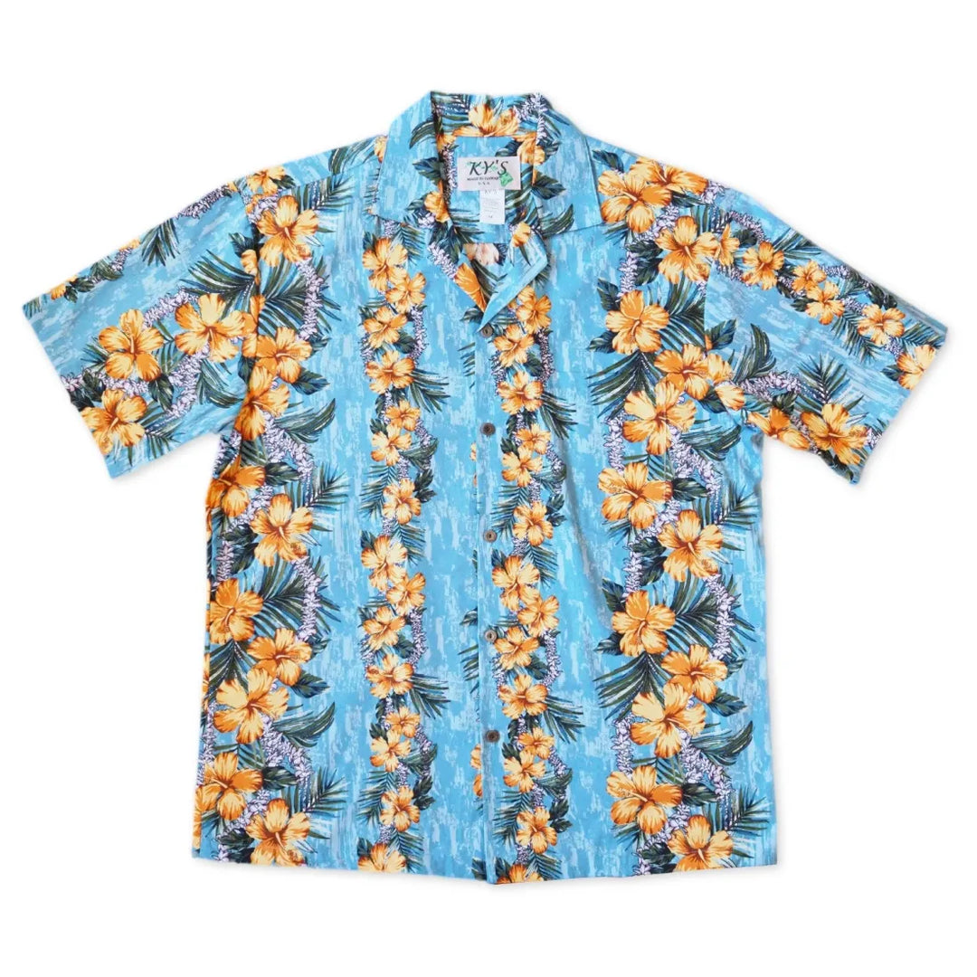 Flourish Blue Hawaiian Cotton Shirt - Made in Hawaii