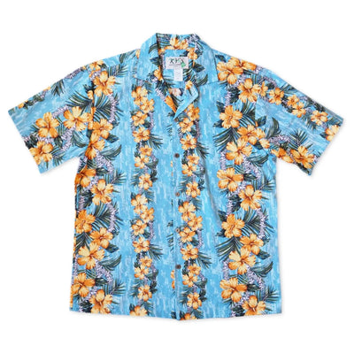 Flourish Blue Hawaiian Cotton Shirt - Made In Hawaii