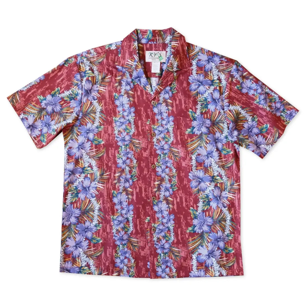 Flourish Red Hawaiian Cotton Shirt - Made in Hawaii