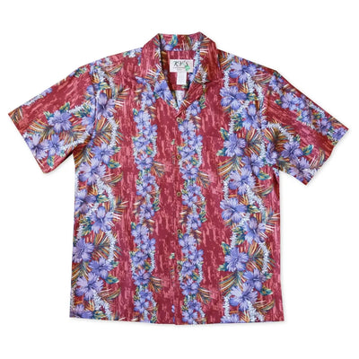 Flourish Red Hawaiian Cotton Shirt - Made In Hawaii