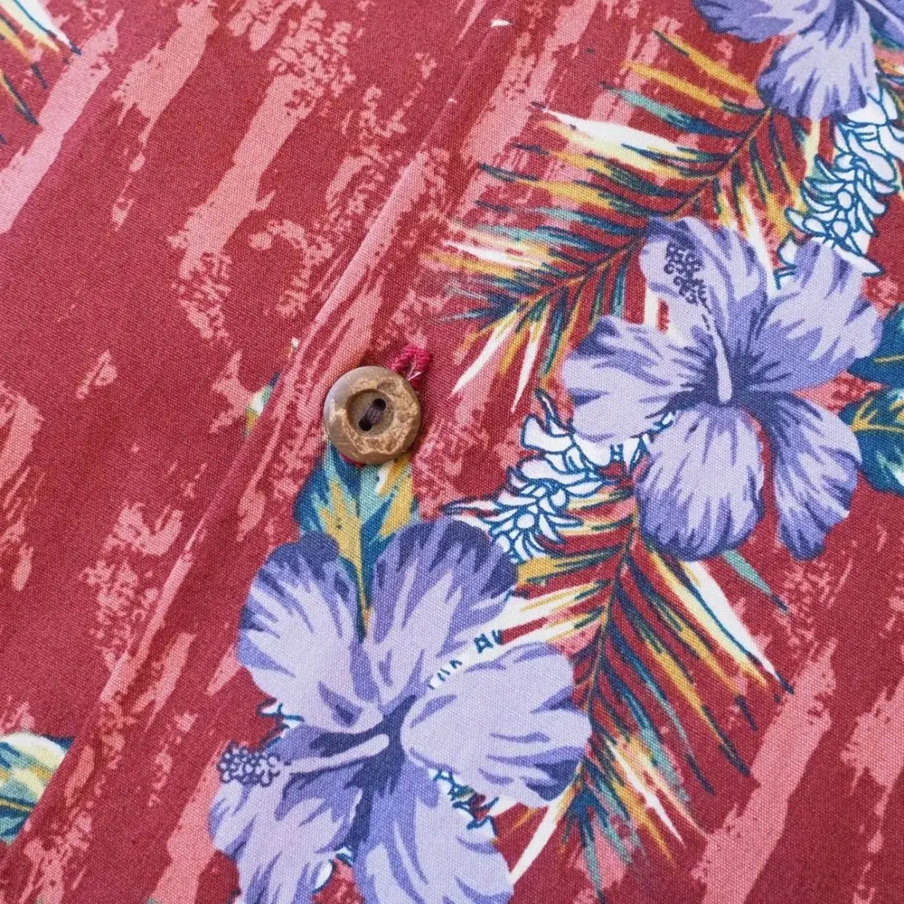Flourish Red Hawaiian Cotton Shirt - Made in Hawaii