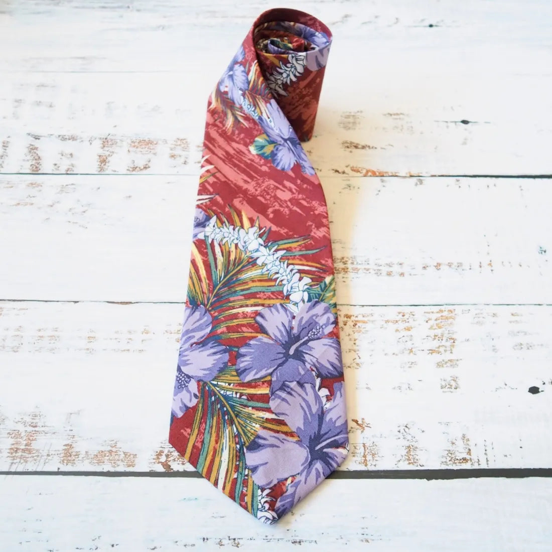 Flourish Red Hawaiian Necktie - Made in Hawaii