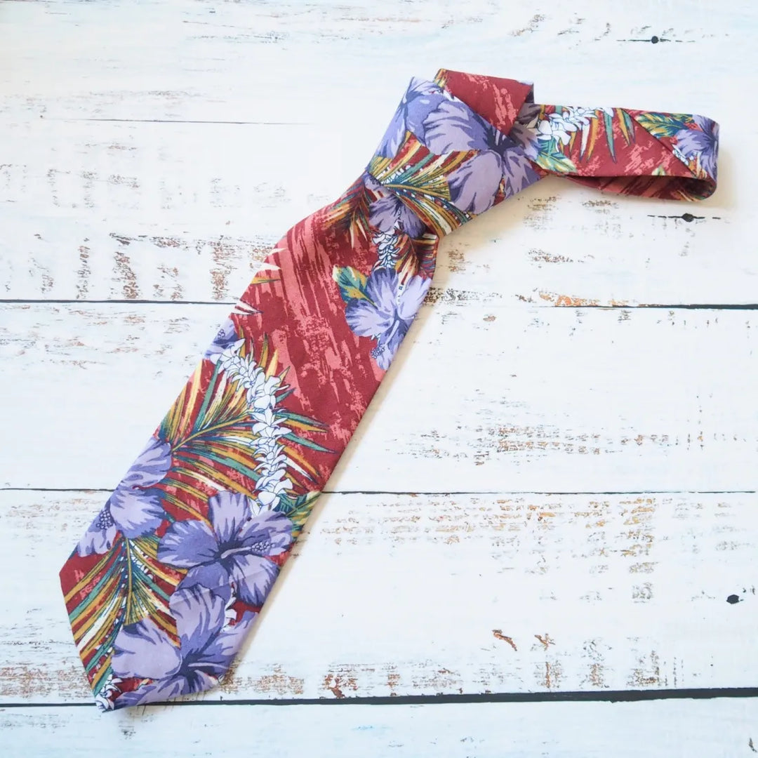 Flourish Red Hawaiian Necktie - Made in Hawaii