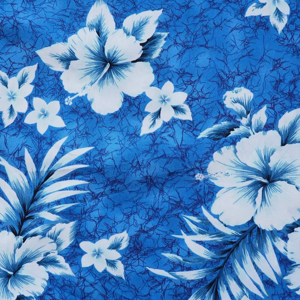 Flower Power Blue Cotton Hawaiian Tea Muumuu Dress - Made in Hawaii