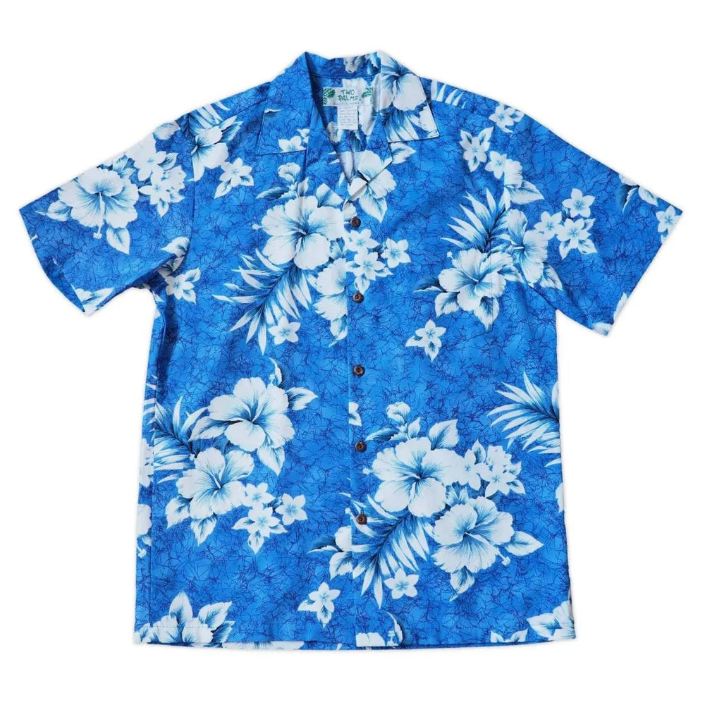 Flower Power Blue Hawaiian Cotton Shirt – Authentic Hawaiian Cotton Men's Shirts by Lavahut