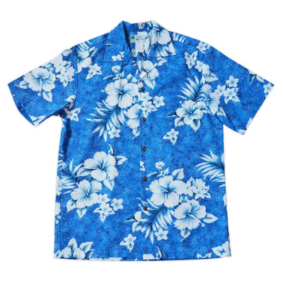 Flower Power Blue Hawaiian Cotton Shirt - Made In Hawaii