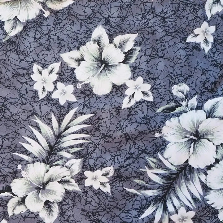 Flower Power Grey Cotton Hawaiian Tea Muumuu Dress Made in Hawaii
