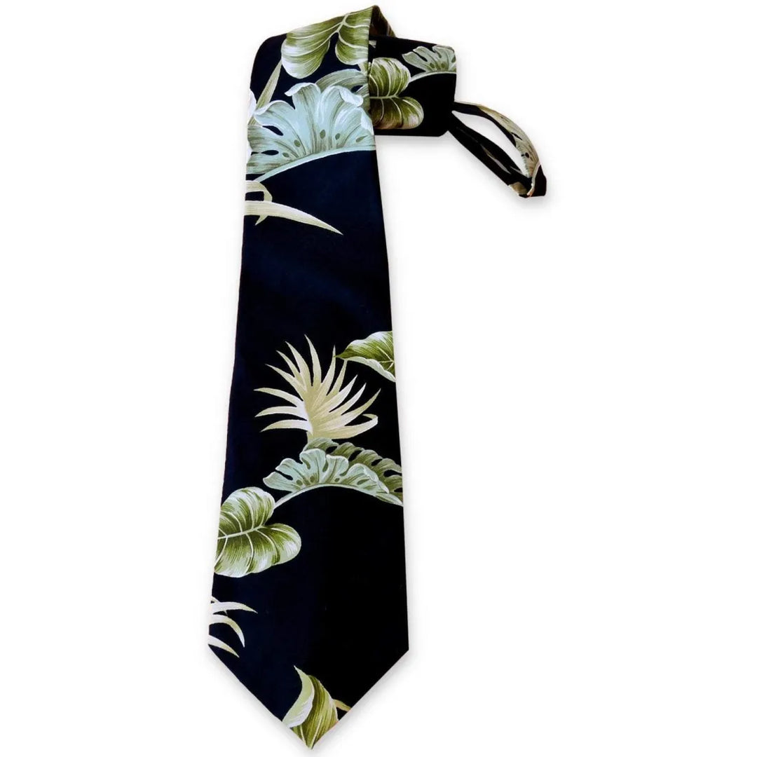 Forest Black Hawaiian Necktie - Made in Hawaii