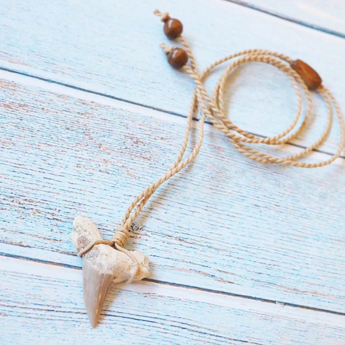 Fossil Shark Tooth Hawaiian Pendant Necklace - Made In Hawaii