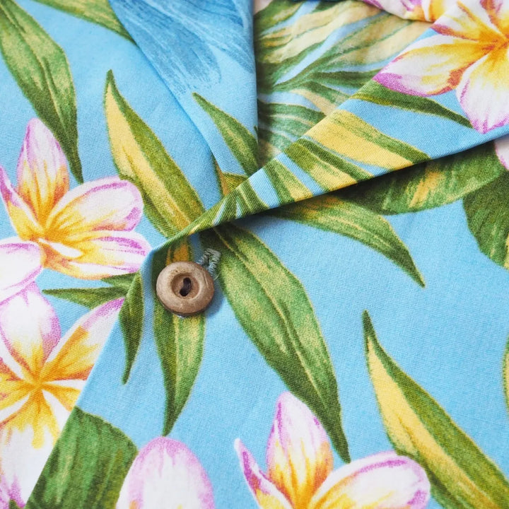 Gardens Blue Hawaiian Cotton Shirt - Made in Hawaii