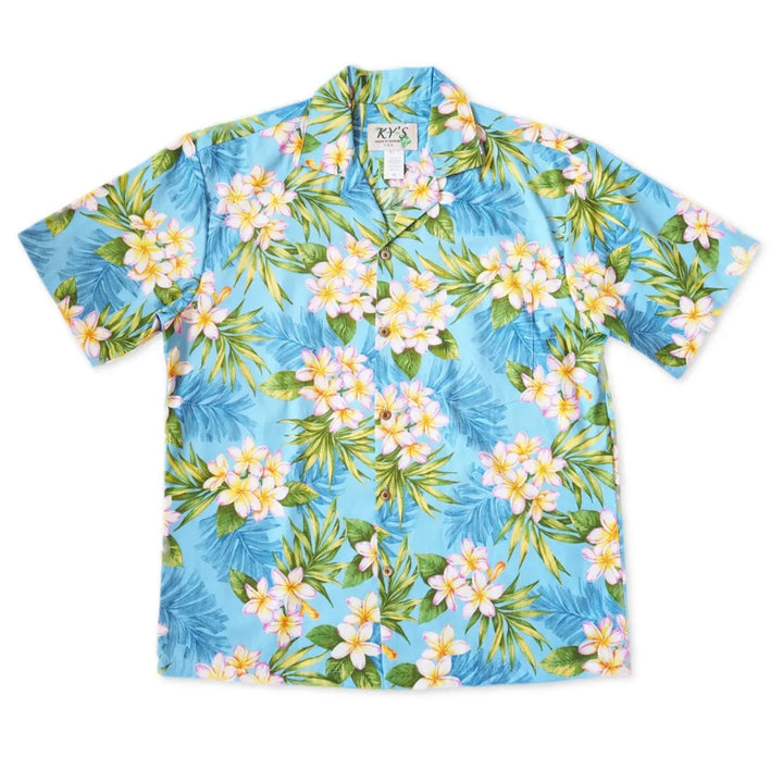 Gardens Blue Hawaiian Cotton Shirt - Made in Hawaii