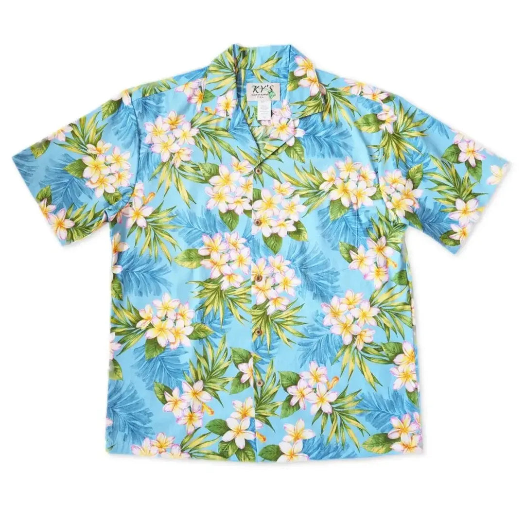 Gardens Blue Hawaiian Cotton Shirt - Made in Hawaii