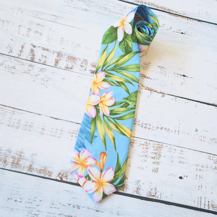 Gardens Blue Hawaiian Necktie - Made in Hawaii