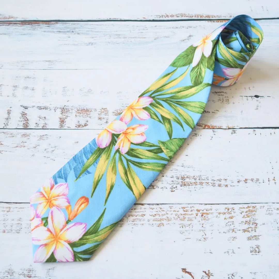 Gardens Blue Hawaiian Necktie - Made in Hawaii