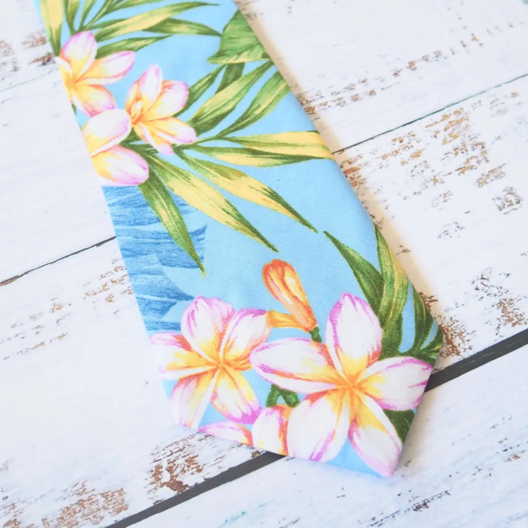 Gardens Blue Hawaiian Necktie - Made in Hawaii