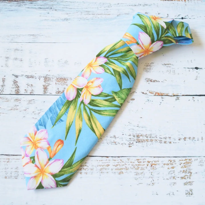 Gardens Blue Hawaiian Necktie - Made in Hawaii