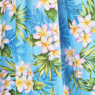 Gardens Blue Long Ruffle Hawaiian Muumuu Dress - Made In Hawaii