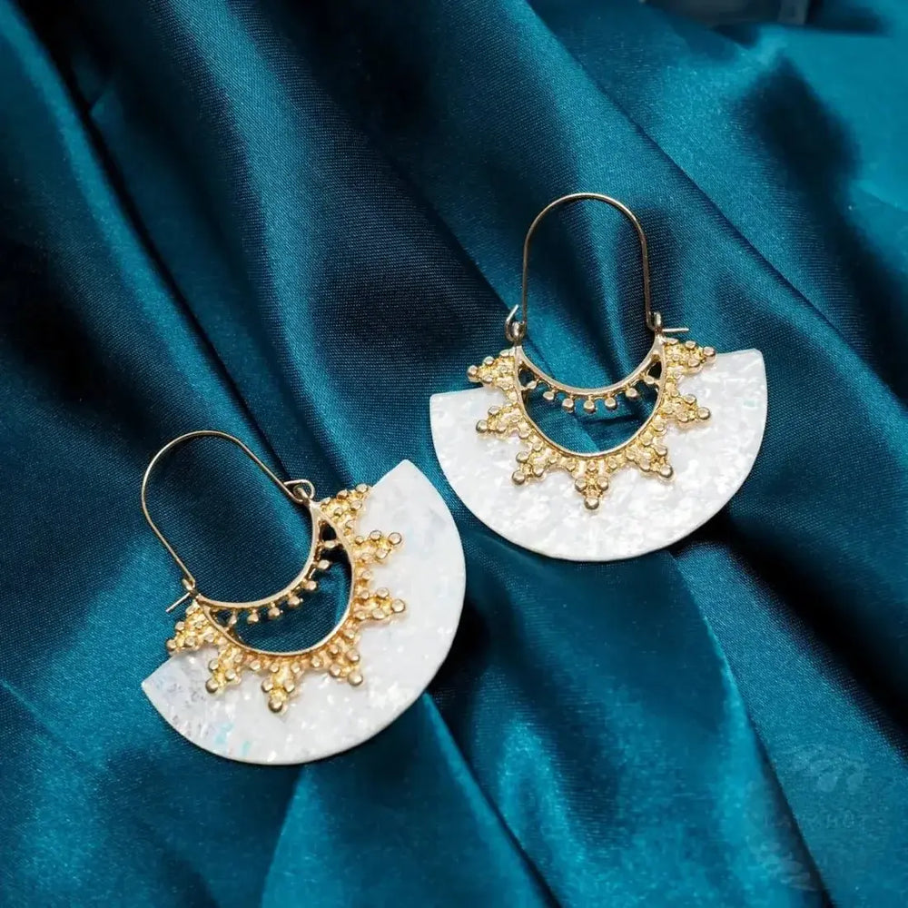 Goddess Crown Cream Hoop Earrings - Made in Hawaii