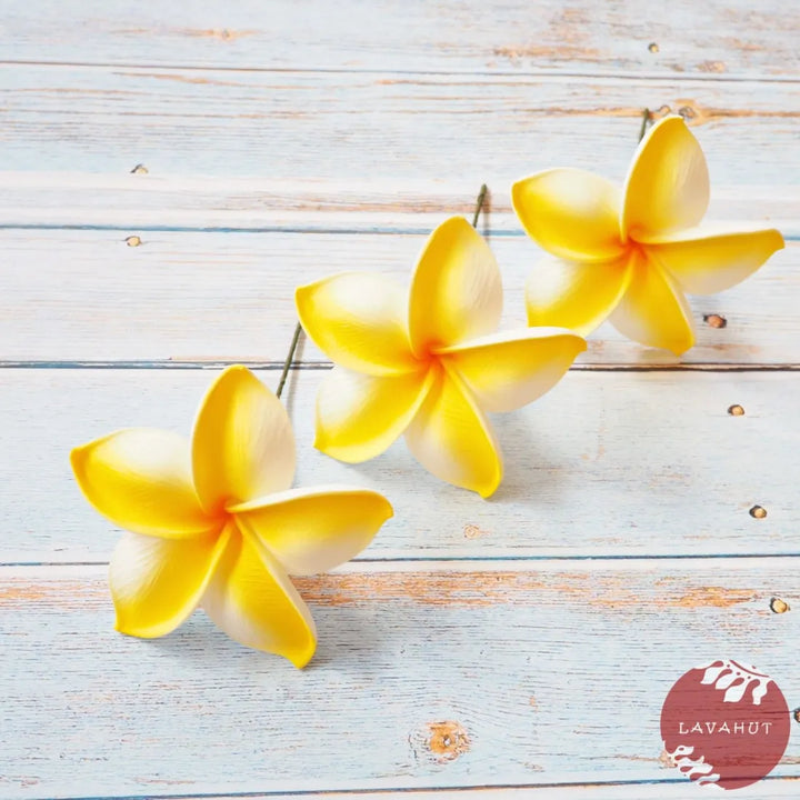 Golden Plumeria Flower Ear Stick - Made in Hawaii