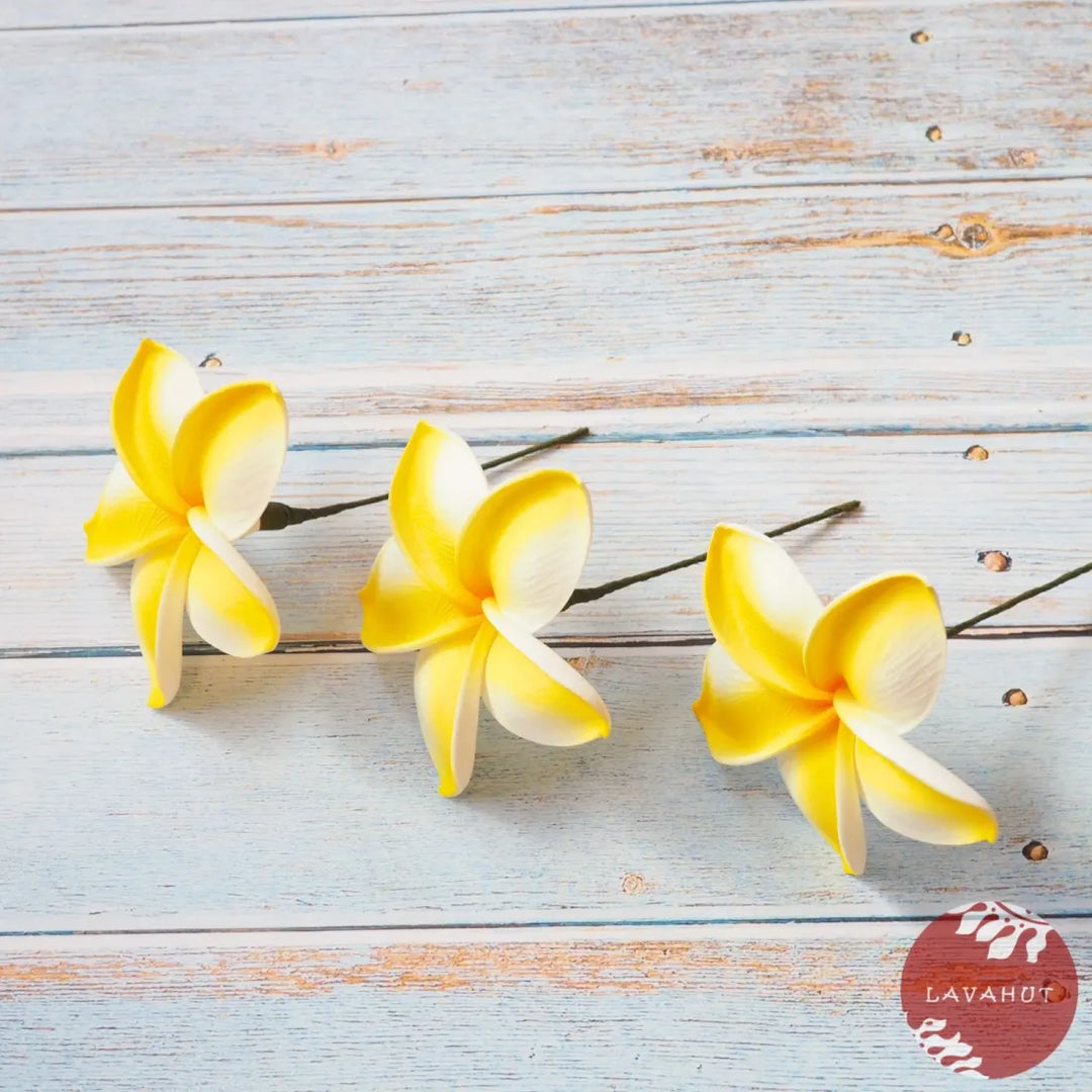 Golden Plumeria Flower Ear Stick - Made in Hawaii