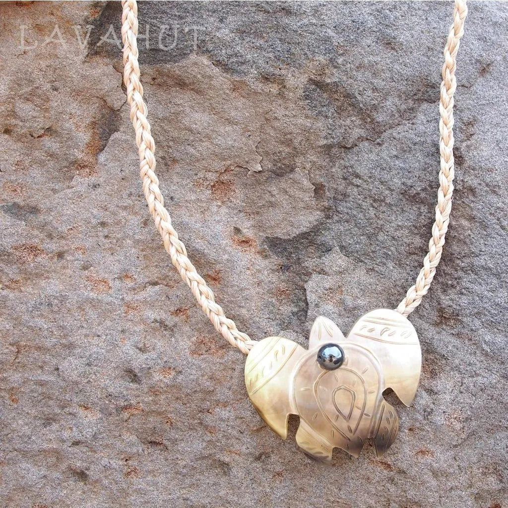 Golden Turtle ’honu’ Mother Of Pearl Hawaiian Necklace - Made In Hawaii