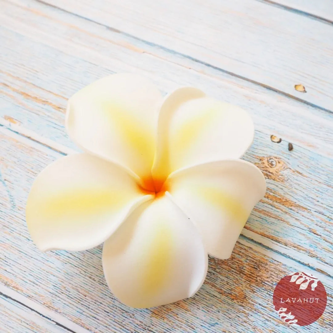 Golden Yellow Lucky Plumeria Flower Hair Clip - Made in Hawaii