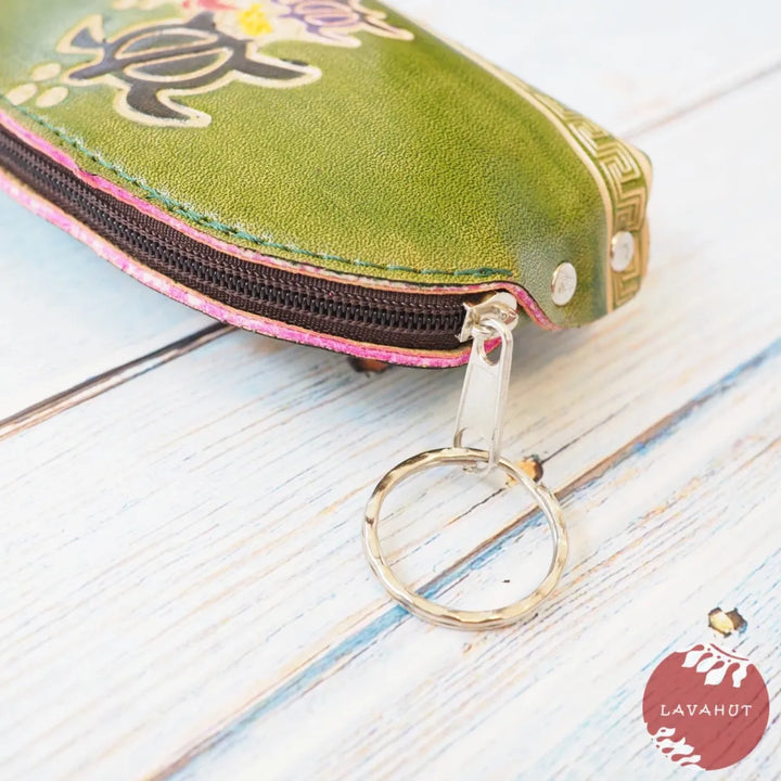 Green Half Moon Coin Purse + Keychain - Made in Hawaii