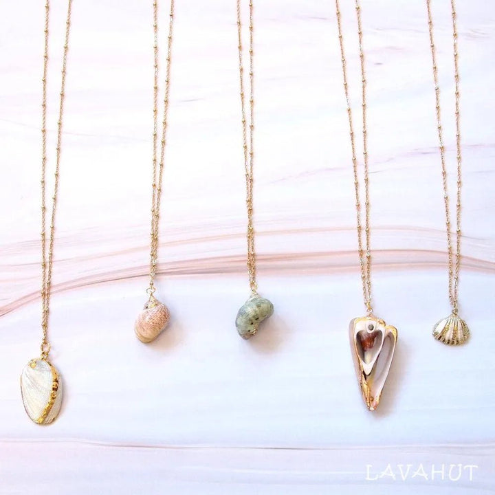 Green Turbo Seashell Pendant w/ Gold Necklace – Authentic Hawaiian Necklaces by Lavahut