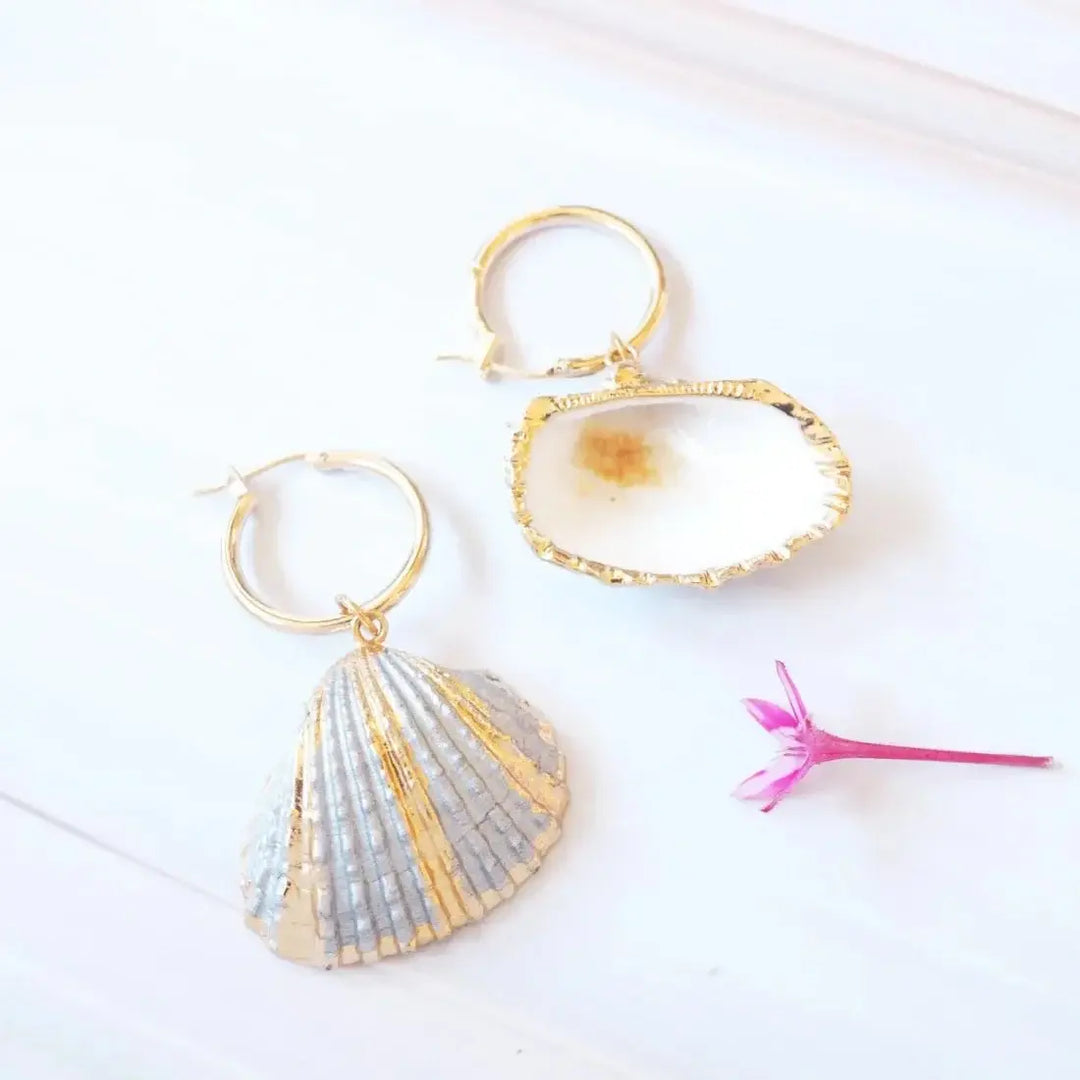 Grey Ark Seashell Hoop Earrings - Made in Hawaii