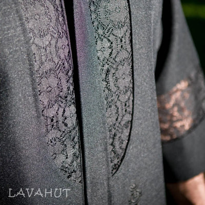 Guayabera Inspired Black Three - quarter Sleeve Hawaiian Shirt - Made In Hawaii