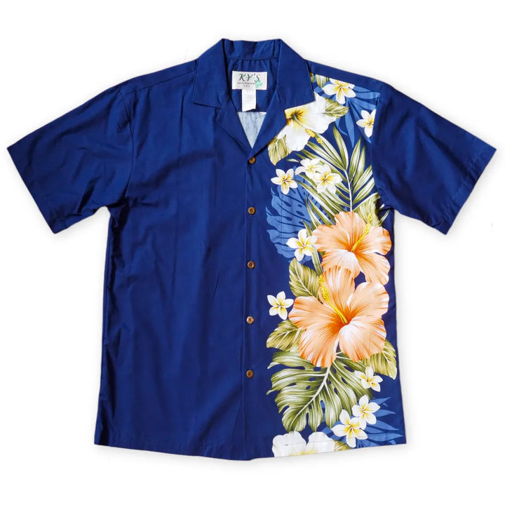 Hamakua Blue Hawaiian Border Shirt - Made in Hawaii