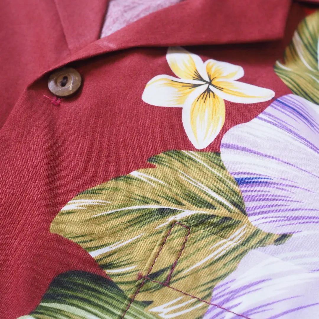 Hamakua Red Hawaiian Border Shirt - Made in Hawaii