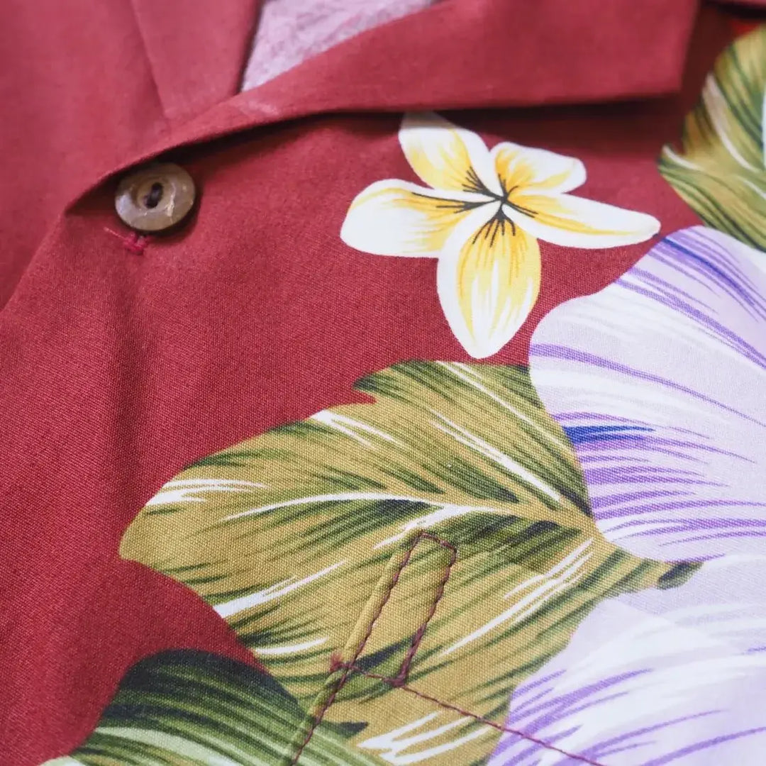 Hamakua Red Hawaiian Border Shirt - Made in Hawaii