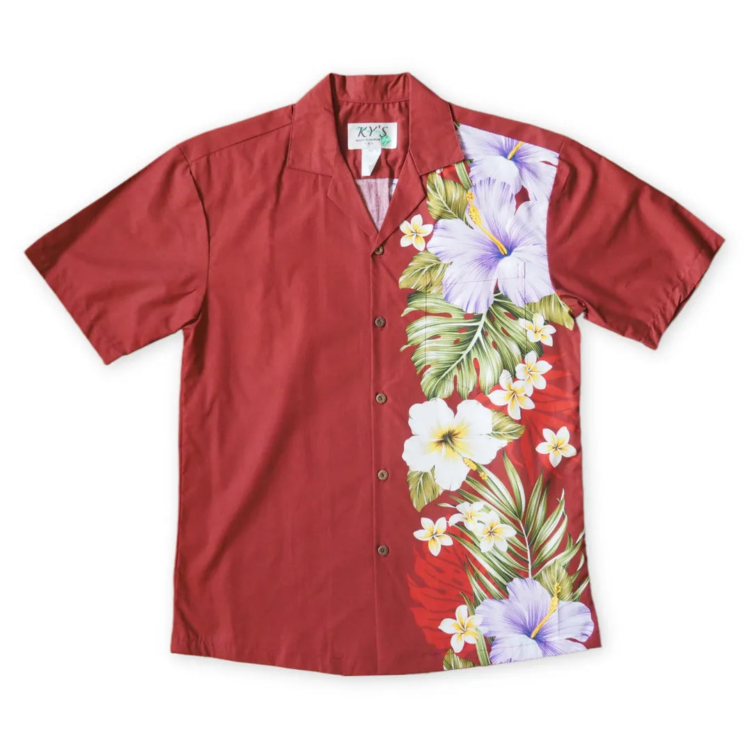 Hamakua Red Hawaiian Border Shirt - Made in Hawaii