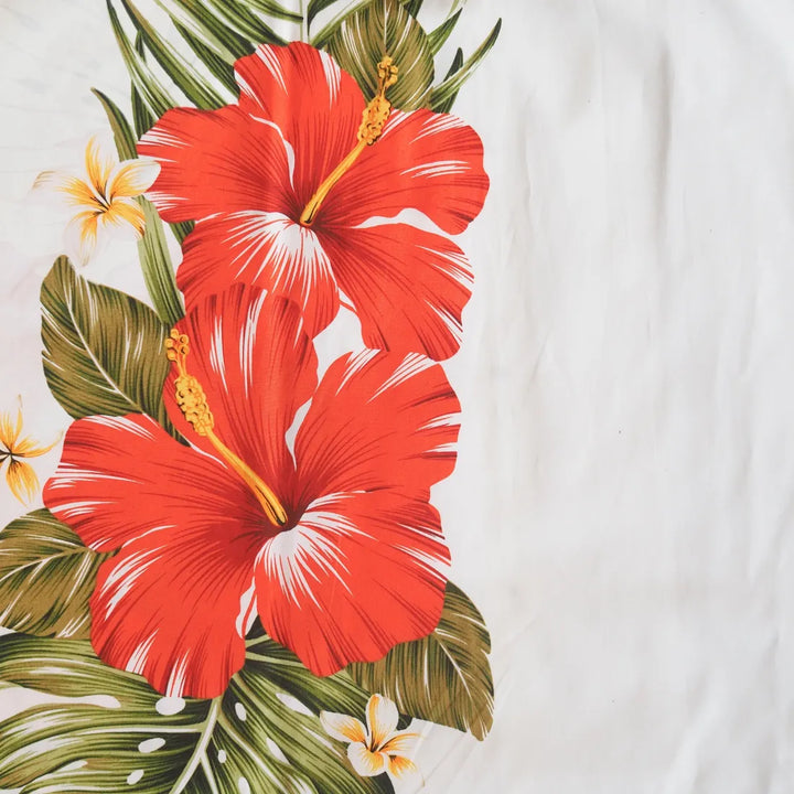 Hamakua White Hawaiian Border Shirt - Made in Hawaii