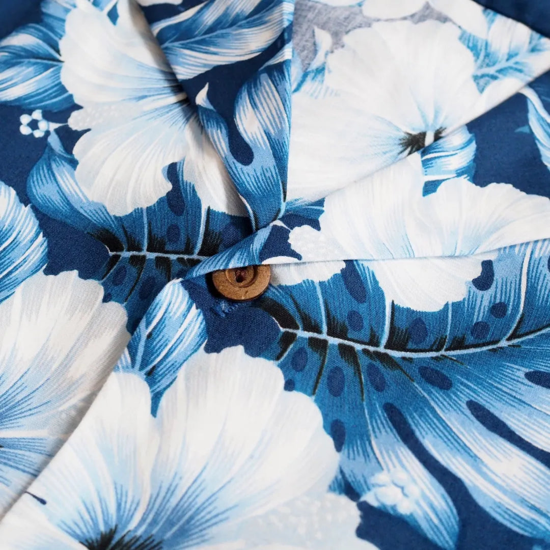 Hanalei Blue Hawaiian Cotton Fabric by the Yard - Made in Hawaii