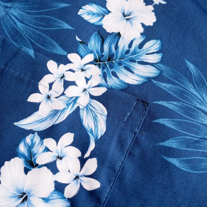 Hanalei Blue Hawaiian Cotton Fabric by the Yard - Made in Hawaii