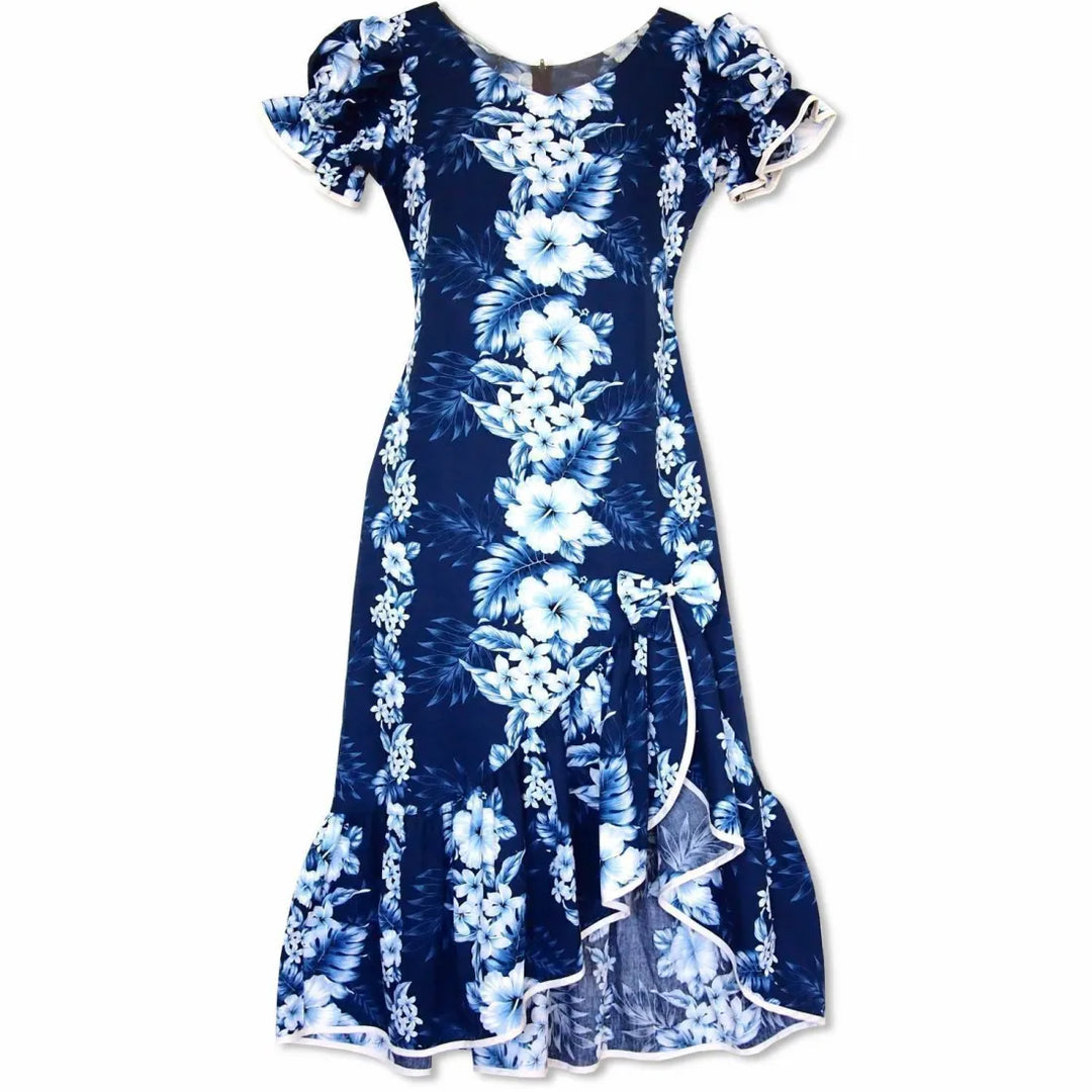 Hanalei Blue Makani Hawaiian Muumuu Dress - Made in Hawaii