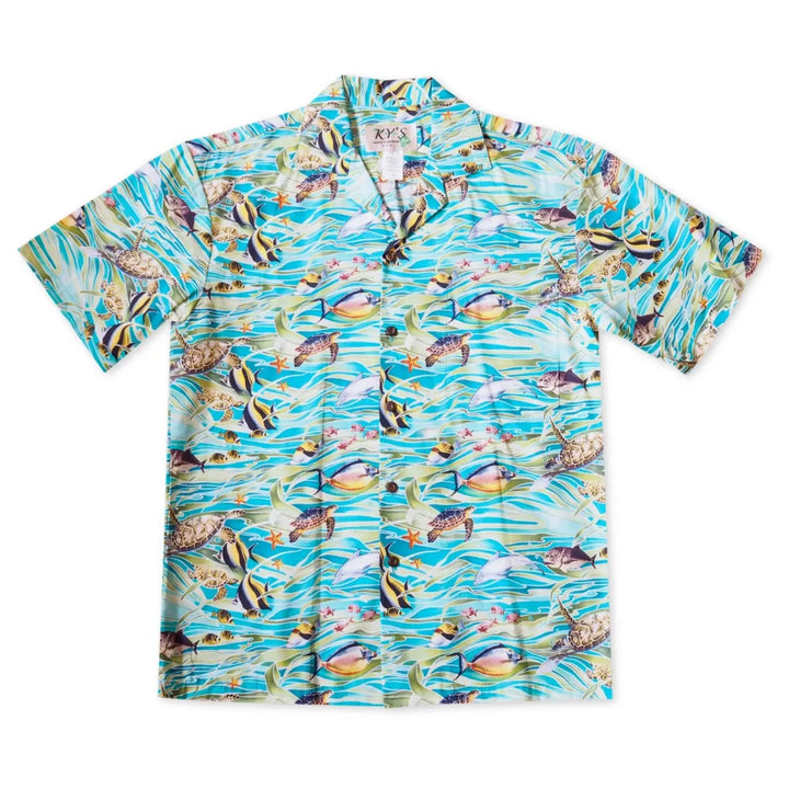 Hanauma Bay Blue Hawaiian Cotton Shirt - Made in Hawaii