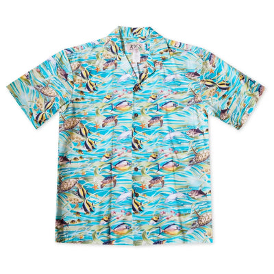 Hanauma Bay Blue Hawaiian Cotton Shirt - Made In Hawaii