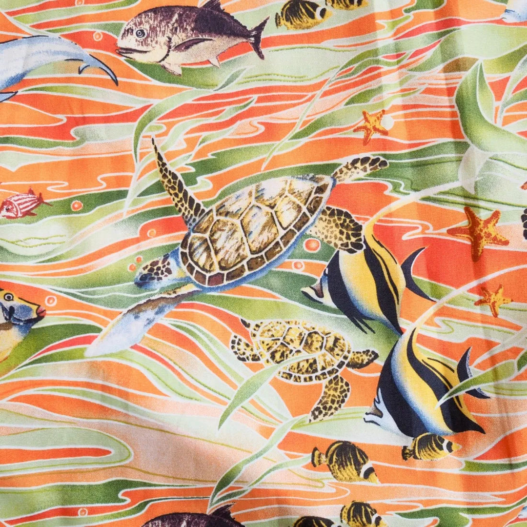 Hanauma Bay Orange Hawaiian Cotton Shirt - Made in Hawaii