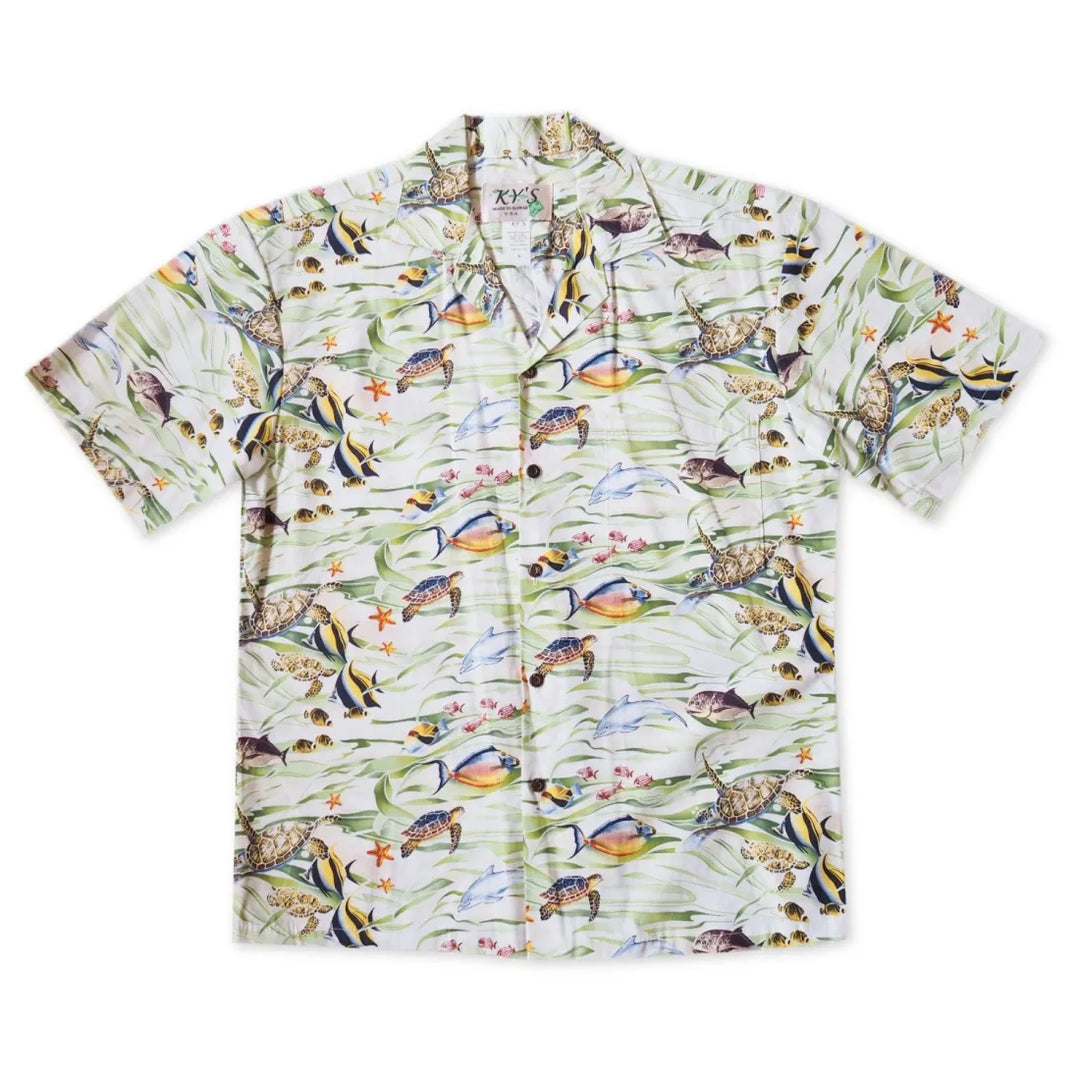 Hanauma Bay White Hawaiian Cotton Shirt - Made in Hawaii