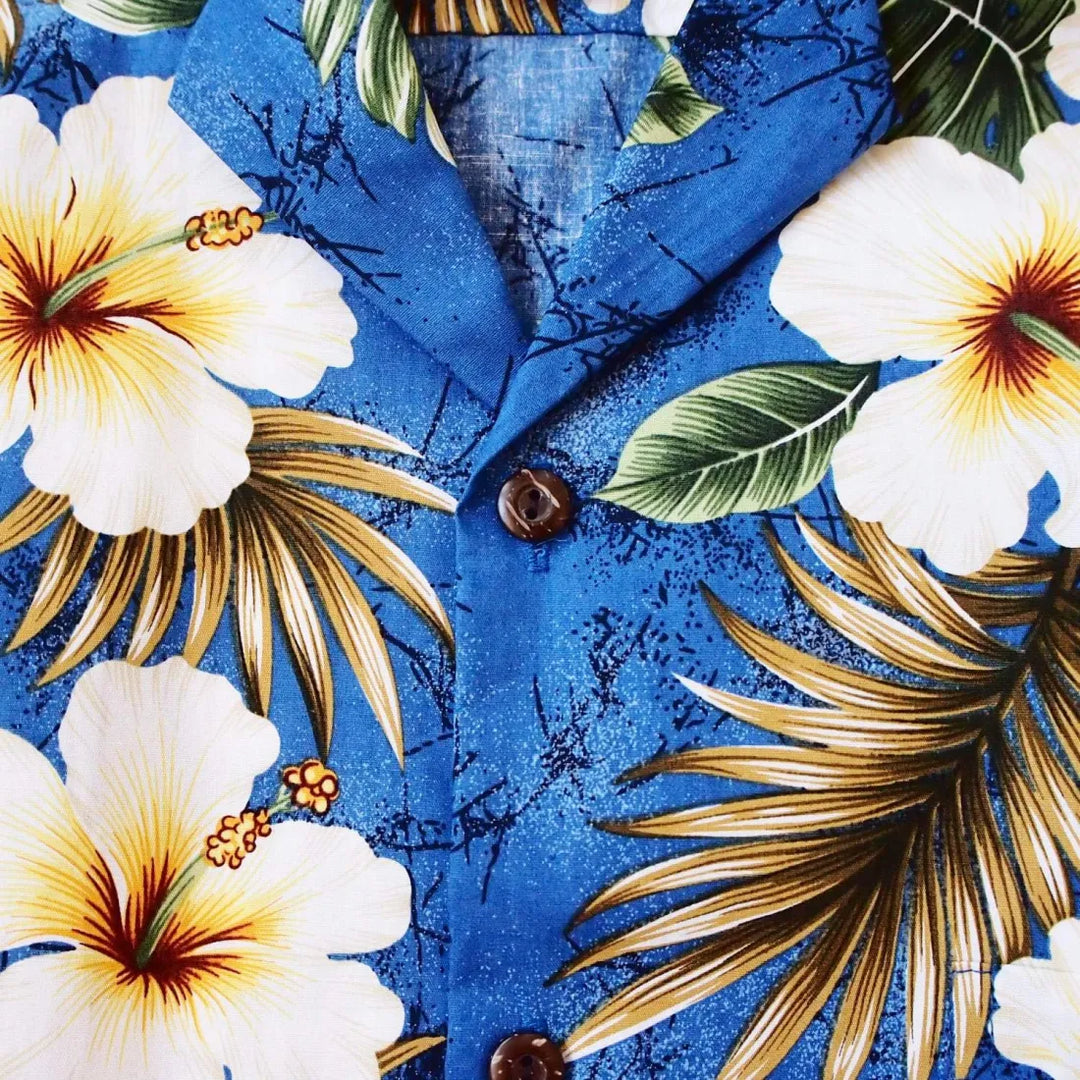 Hanauma Blue Hawaiian Cotton Shirt - Made in Hawaii